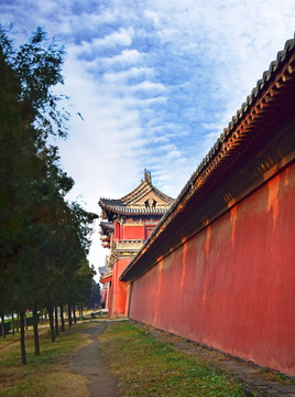 古建筑旁边的园林景观