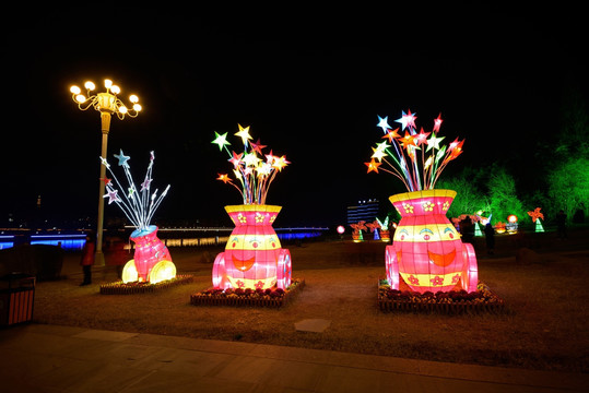 兰溪市中洲公园夜景 花灯