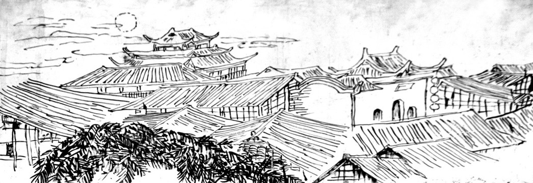 素描中国风水墨画
