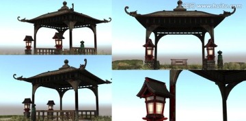 唐朝风格凉亭中国建筑3D模型