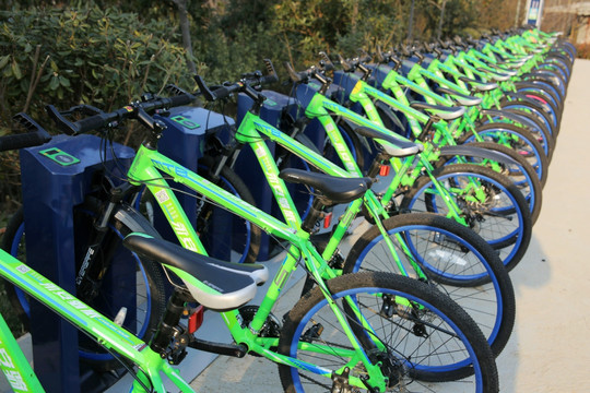 共享单车 一排自行车