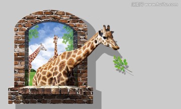 3D画 3D立体画 长颈鹿