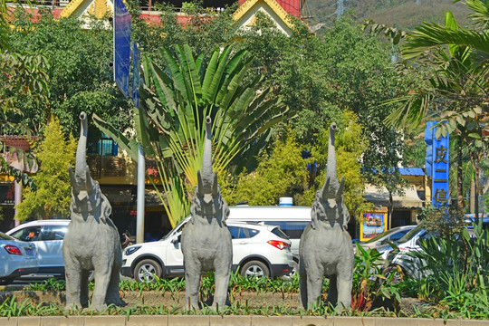 景洪市街景 大象雕塑