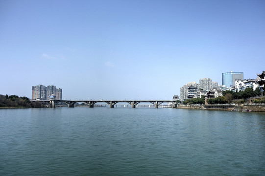 金华兰溪兰江大桥两岸全景