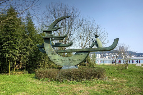 兰溪中洲公园渔舟唱晚雕塑