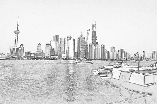 上海建筑线描