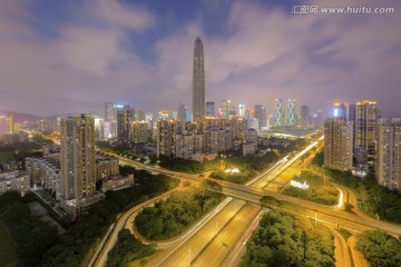 深圳平安大厦 交通 夜景