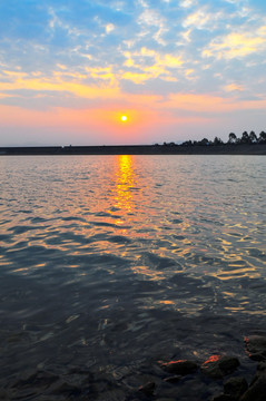 海上落日 晚霞 红太阳 海洋