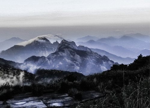 黄山风光 水墨山