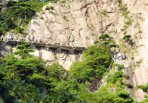 黄山风光 黄山栈道 黄山松