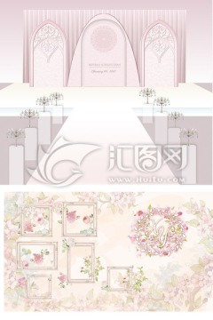 粉色欧式素雅高贵花朵婚礼效果图