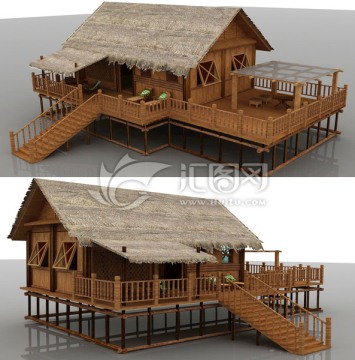 景区木屋模型设计