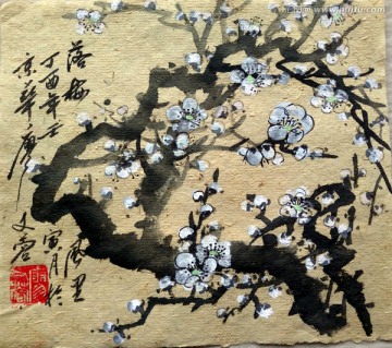 中国画白梅花