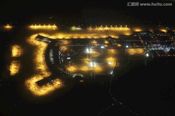 航拍沈阳机场夜景全景