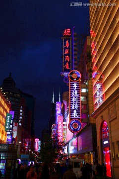 上海 南京路 夜色 夜景 灯红