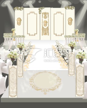 欧式香槟色婚礼舞台效果图