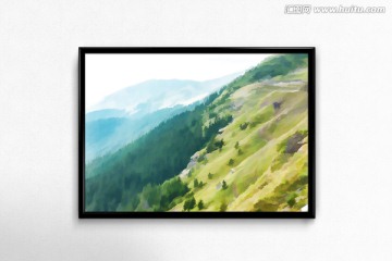 手绘森林装饰画未分层