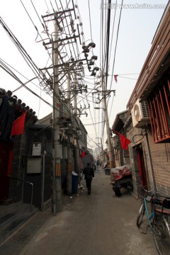 北京 胡同 电线杆