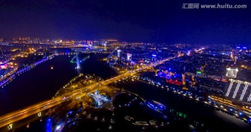 金华通济桥五百滩 夜景大幅全景