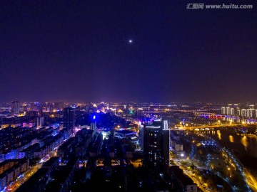 金华江南市区 夜景航拍