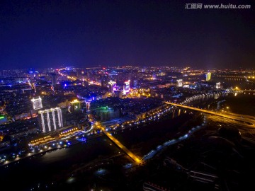 金华五百滩 江南市区 夜景航拍