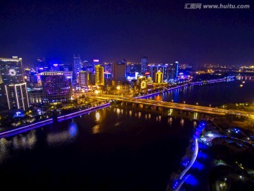 金华通济桥江北市区 夜景航拍