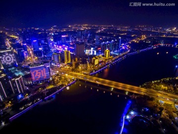 金华通济桥 夜景全景航拍