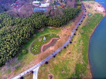 兰溪中洲公园花圃游步道 航拍