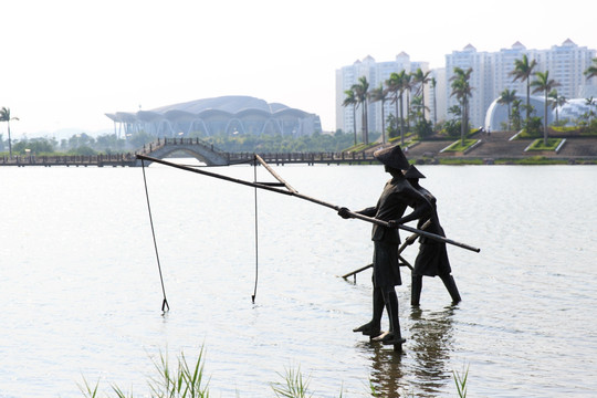 海洋文化公园雕塑 高跷捕鱼