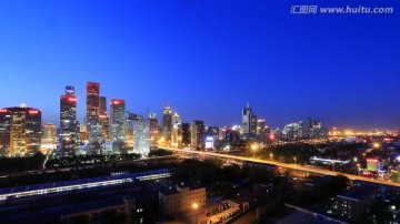 北京CBD夜景 通惠河两岸夜景