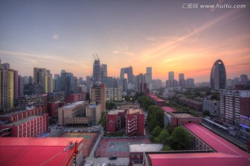 北京商务中心 北京CBD 夕阳