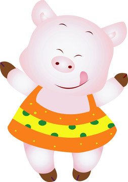 可爱的动物小猪插画