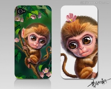 手绘猴子 可爱 手机壳 图案