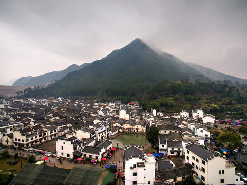 浙江兰溪芝堰村全景航拍