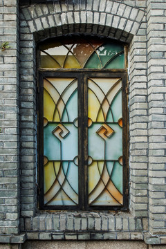 欧式老窗户 玻璃彩绘窗户
