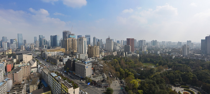 成都天府广场全景 人民南路全景