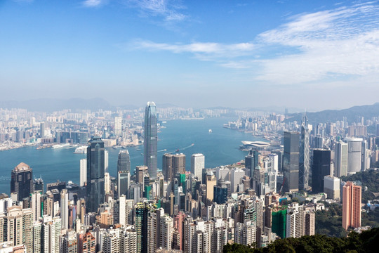 香港维港两岸的摩天大楼