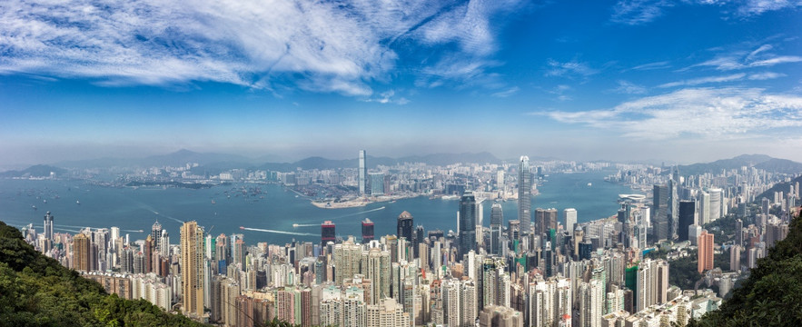 香港维多利亚港两岸全景图