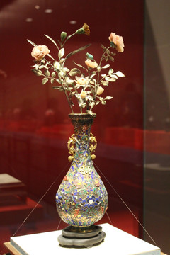 石勾莲双耳海棠式花瓶料月季盆景