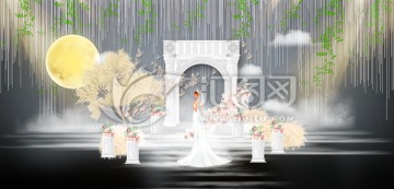 欧式象牙白婚礼舞台