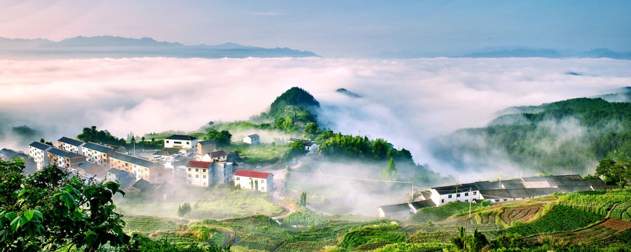 鸟瞰乡村美景