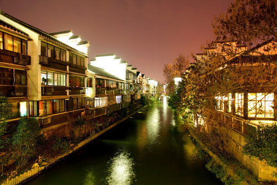 南京 十里秦淮河 夜景 水 灯