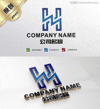 H字母LOGO 字母H创意标志