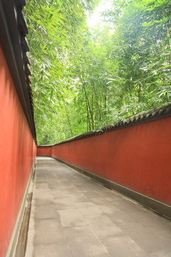 武侯祠惠陵 红墙竹林