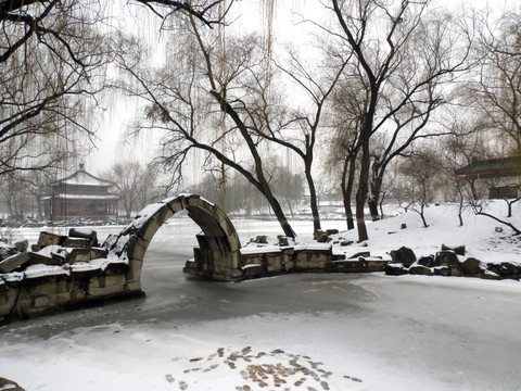 圆明园断桥雪景