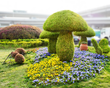 可爱蘑菇造型景观