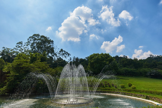 广州麓湖公园喷泉
