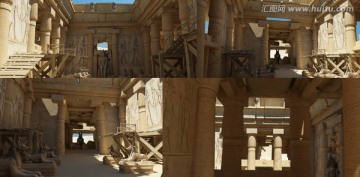 烈日下的埃及神殿建筑场景 模型