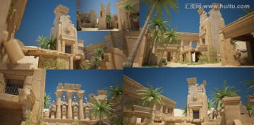 神殿古城遗迹建筑3D场景模型