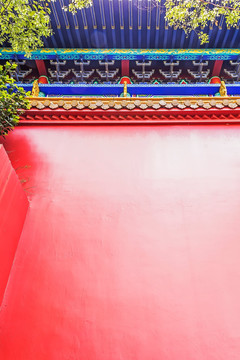 古建筑彩绘 红墙 琉璃瓦